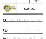 Coloriage lettre U pour Unau &eacute;criture cursive