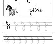 Coloriage lettre Z pour Z&egrave;bre &eacute;criture cursive