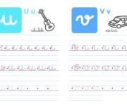 Coloriage Lettres U et V &eacute;criture cursive gs