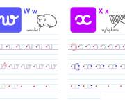 Coloriage Lettres W et X &eacute;criture cursive gs