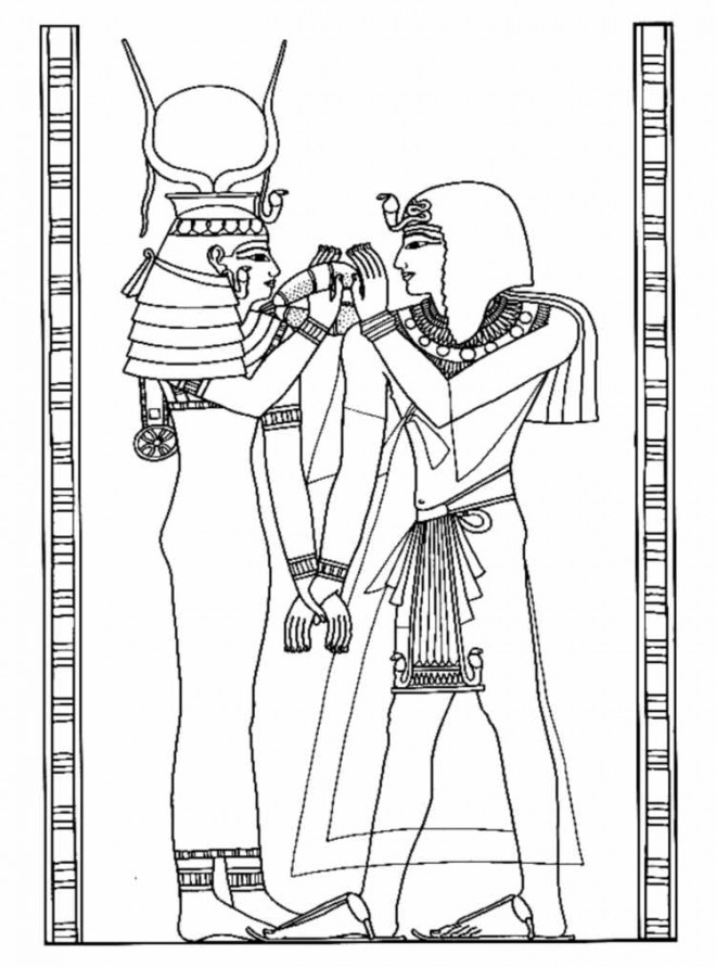 Coloriage Egyptien sur papyrus dessin gratuit à imprimer