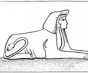 Coloriage Le sphinx pour protéger les Pyramides
