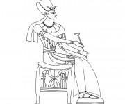 Coloriage Pharaon d'Egypte assis