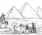 Coloriage Pyramides d'Egypte en perspective