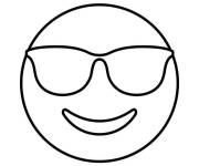 Coloriage Emoji avec des lunettes gratuit