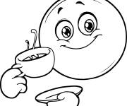 Coloriage Emoji boire du caf&eacute;