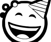 Coloriage Emoji de la f&ecirc;te en vecteur