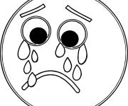 Coloriage Emoji larmes au yeux de tristesse