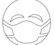 Coloriage Emoji portant un masque