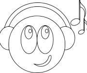 Coloriage Emoticon &eacute;coute de la musique