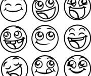 Coloriage Tout les &eacute;moticons heureuses