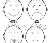 Coloriage Coloriez les diff&eacute;rentes expressions faciales des enfants