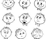 Coloriage Des b&eacute;b&eacute;s avec des diff&eacute;rents &Eacute;motions