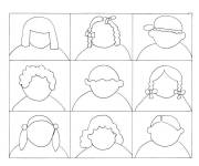 Coloriage Des expressions faciales stylis&eacute;