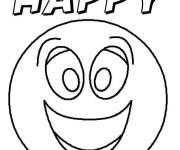 Coloriage Emoticon exprimant l'&eacute;motion de joie