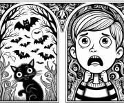 Coloriage &Eacute;motion de la peur pendant le Halloween