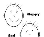 Coloriage Emotion triste et heureuse