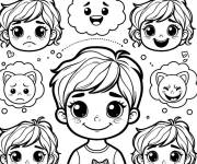 Coloriage &Eacute;motions de la joie et de la tristesse sur les enfants