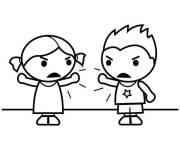 Coloriage Enfant et fille et les sentiment de la rage