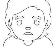 Coloriage Enfant fron&ccedil;ant les sourcils en tristesse