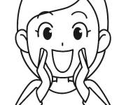 Coloriage Expression dans le visage d'une fille en criant