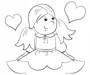 Coloriage Fille mignonne sent l'amour