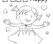 Coloriage Fille qui se sent joyeuse