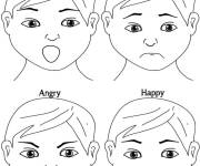 Coloriage Gar&ccedil;on avec des diff&eacute;rentes sentiments