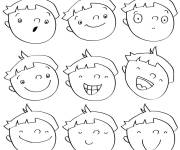 Coloriage Garcon qui exprime des expressions faciales