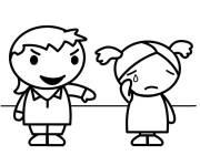 Coloriage L'enfant r&eacute;conforte la fille triste