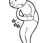 Coloriage L'homme se sent mal au ventre
