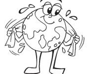 Coloriage La terre se sent joyeuse