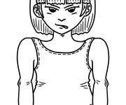 Coloriage Portrait d'un fille ennuy&eacute;