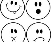 Coloriage Quatre expressions faciales sur similey