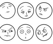 Coloriage smiley sur les &eacute;motions en noir et blanc