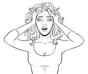 Coloriage Une femme se sent vraiment l'anxi&eacute;t&eacute;