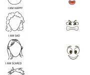 Coloriage Visage et &eacute;motions &agrave; relier