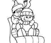 Coloriage et dessins gratuit Enfant en jouant sur le luge à imprimer
