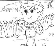 Coloriage Enfant explorateur des safaris