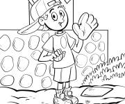 Coloriage Enfant joue au baseball