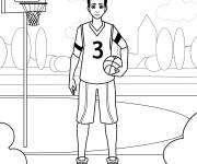 Coloriage Enfant joueur de basket