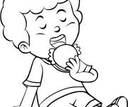 Coloriage et dessins gratuit Enfant mange son gouter à imprimer