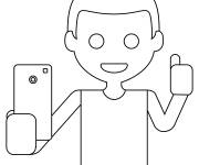 Coloriage Enfant prends un selfie