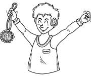 Coloriage Enfant sportif et la victoire