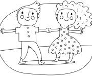 Coloriage Enfants se tenant la main