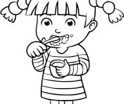 Coloriage et dessins gratuit Fille brosse ses dents à imprimer