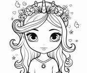 Coloriage et dessins gratuit Fille licorne princesse pour enfant à imprimer