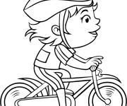 Coloriage et dessins gratuit Fille mignonne sur son v&eacute;lo à imprimer