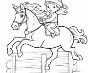 Coloriage et dessins gratuit Fille sur un cheval pour enfants à imprimer
