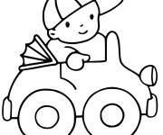 Coloriage et dessins gratuit Gar&ccedil;on sur voiture pour les petits à imprimer
